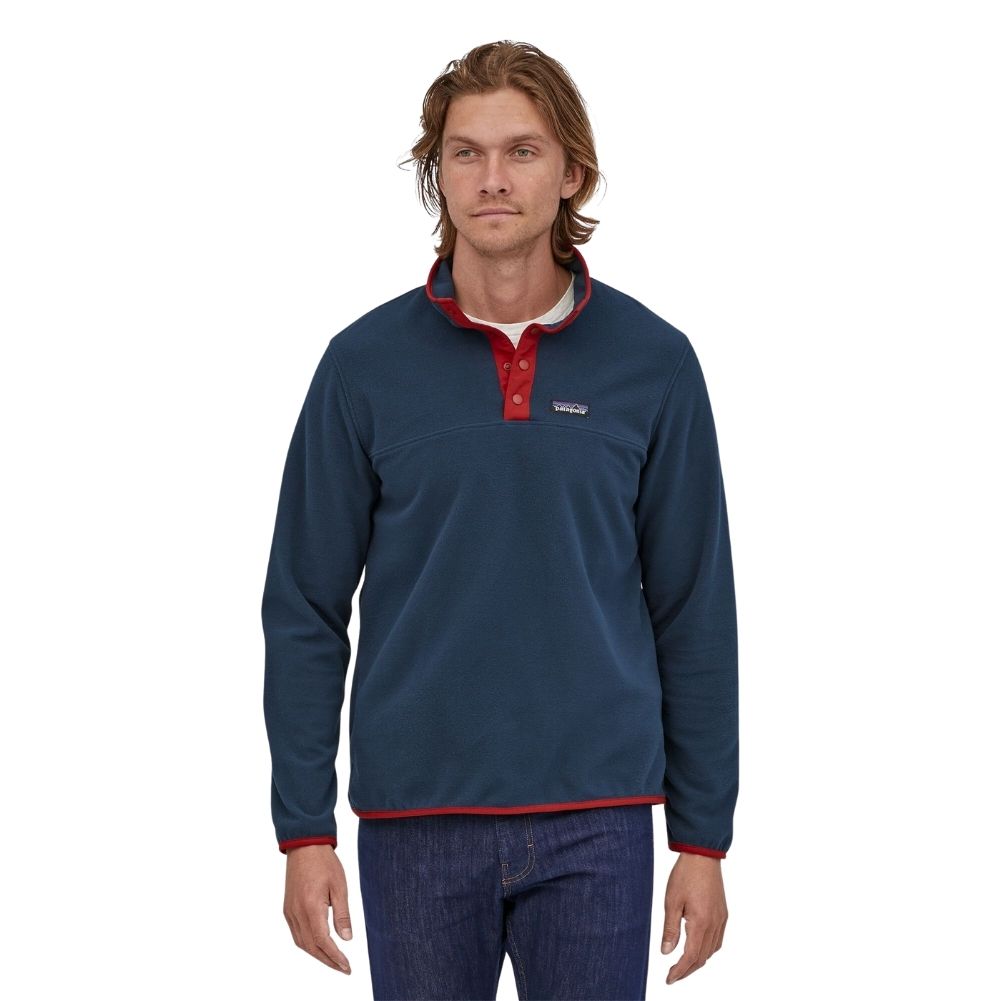 Patagonia Men’s Micro D Snap-T Fleece Pullover (New Navy w/Classic Red)