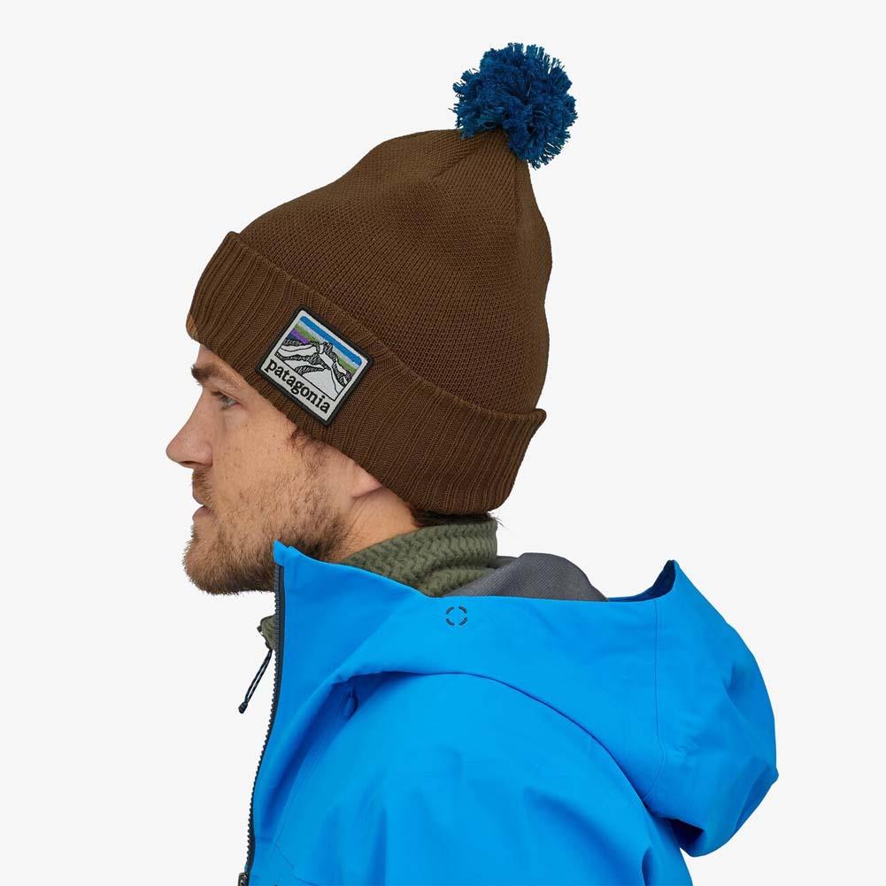 Patagonia Powder Town Beanie (Line Logo Ridge: Mulch Brown)