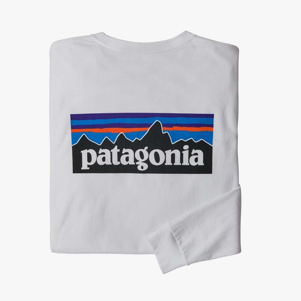 Patagonia Men&#39;s Long-Sleeved P-6 Logo Responsibili-Tee (White)