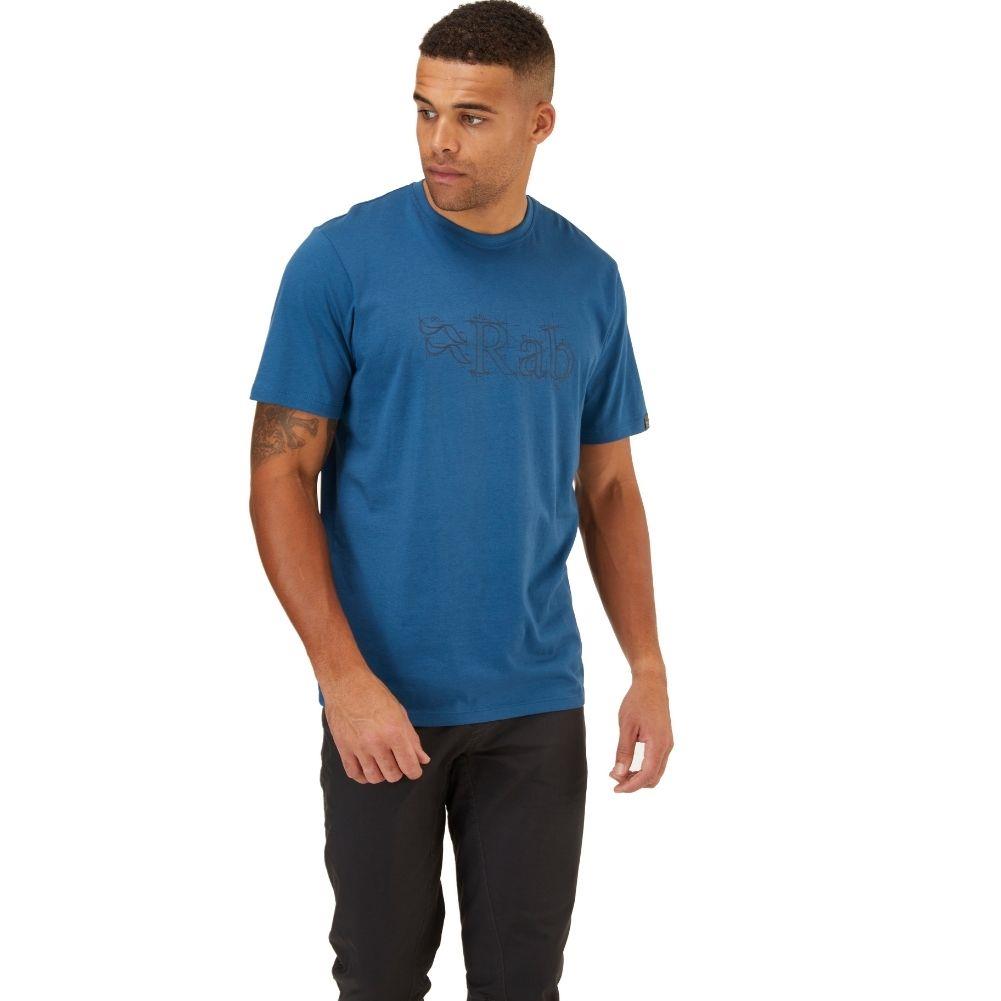 Rab Men&#39;s Stance Sketch Organic Cotton Tee (Denim) Rab Men&#39;s Stance Sketch Organic Cotton TeeModel walking
