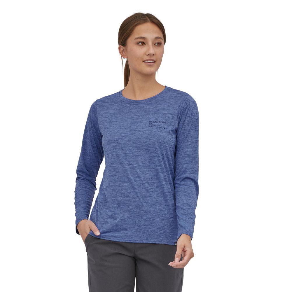 Patagonia Women's Long-Sleeved Capilene Cool Daily Graphic Shirt (Current Blue X-Dye )