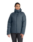 Rab Women's Valiance Down Jacket (Orion Blue) model looking away