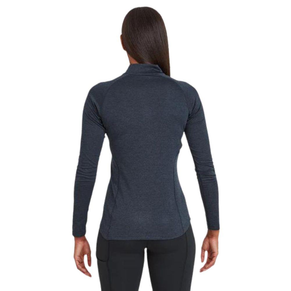 Montane Women's Dart Zip Neck Long Sleeve T-Shirt (Eclipse) model back