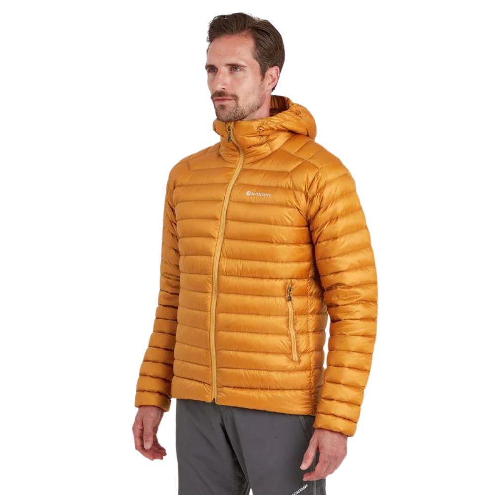 Montane Men's Anti-Freeze Packable Hooded Down Jacket (Flame Orange) model angle
