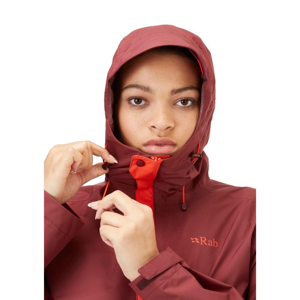 Rab Women&#39;s Downpour Eco Waterproof Jacket (Deep Heather/Red Grapefruit)