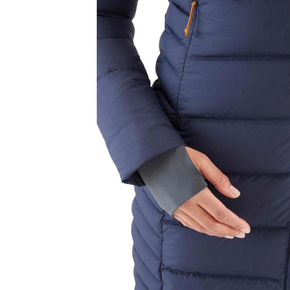 Rab Women&#39;s Deep Cover Recycled Down Parka (Deep Denim) arm sleeve