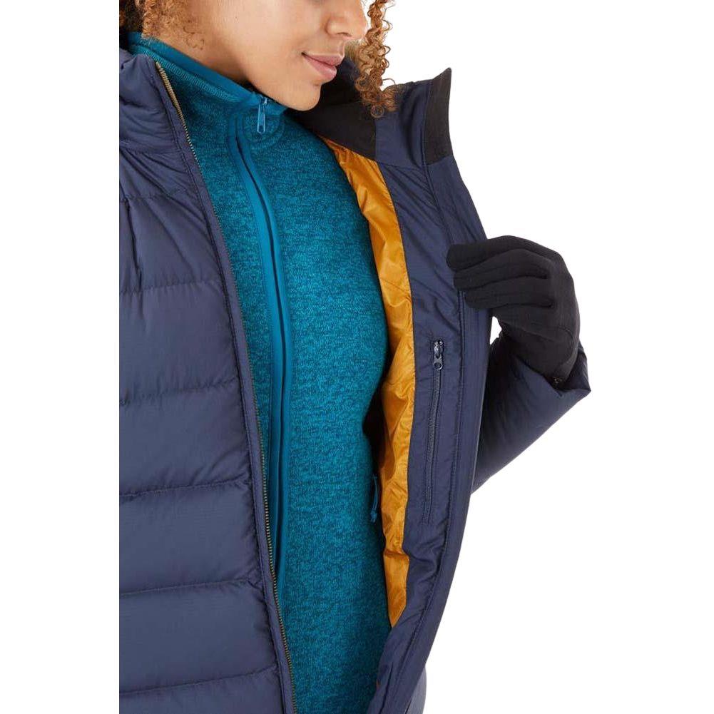 Rab Women&#39;s Deep Cover Recycled Down Parka (Deep Denim) inside zipper