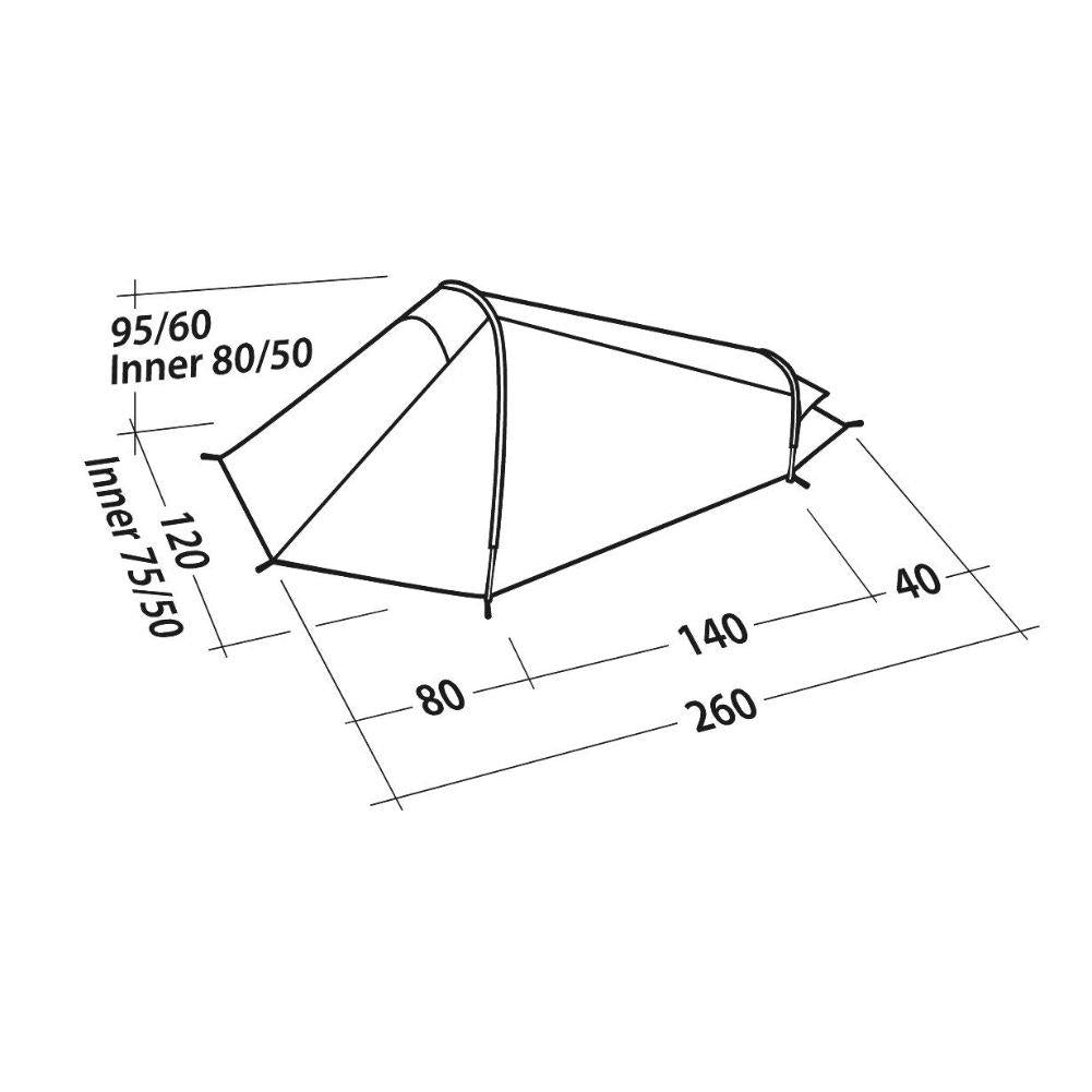 Easy Camp Geminga 100 Compact Tent - Measurements