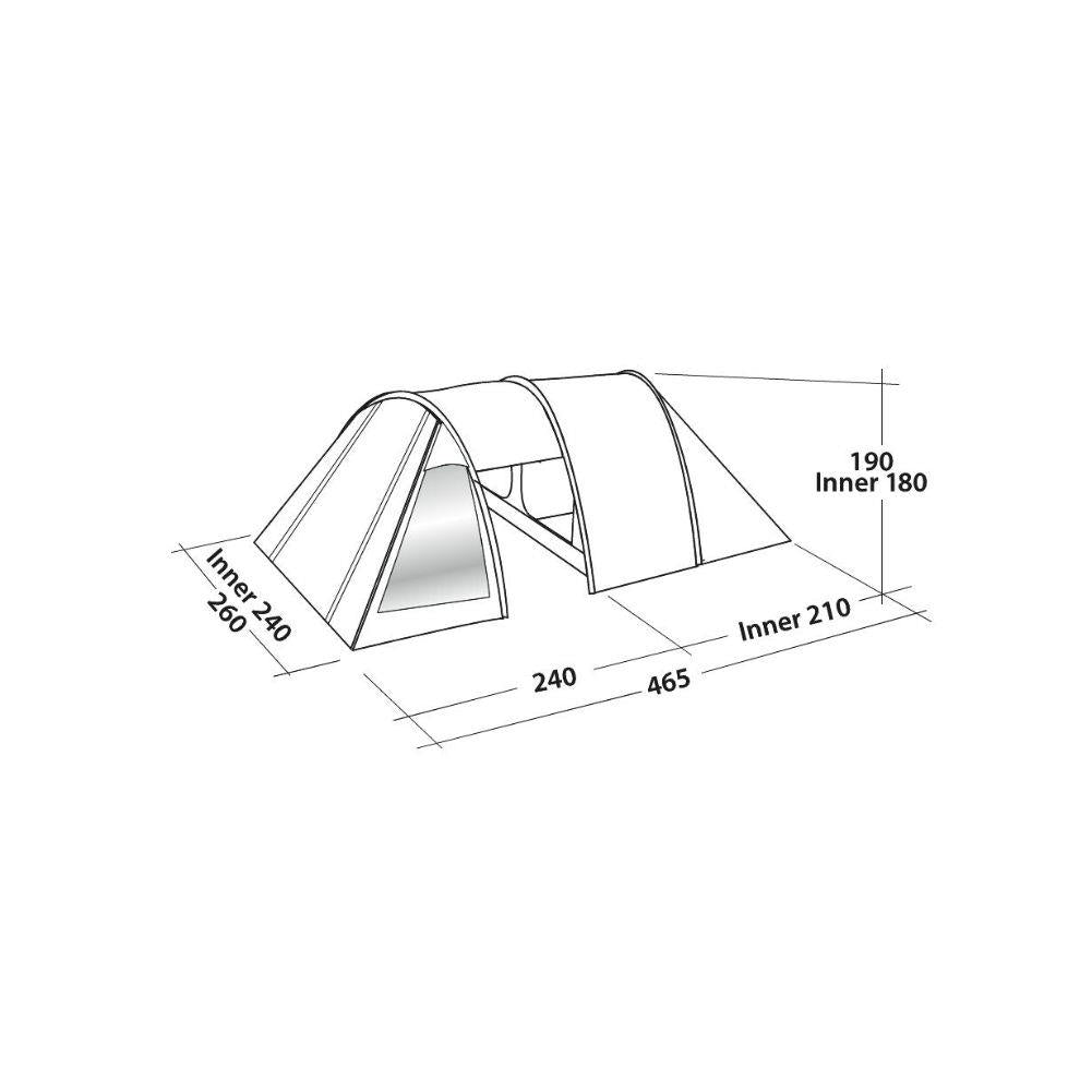 Easy Camp Galaxy 400 Tent - 4 Man Tunnel Tent 2023 (Rustic Green) - Measurements