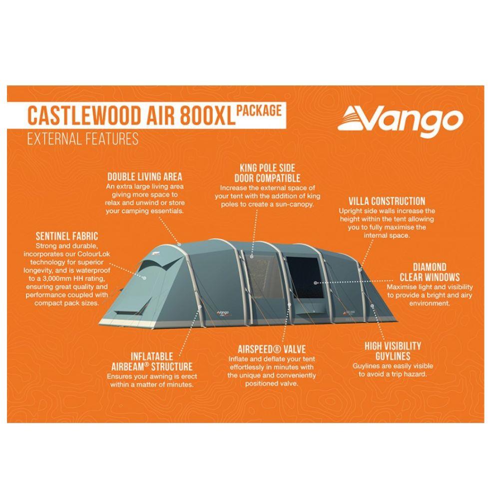 Vango Castlewood Air 800xl Package Tent - 8 Man Airbeam Family Tent