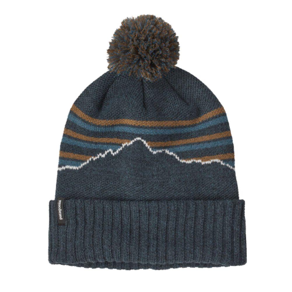 Patagonia Powder Town Beanie (Fitz Roy Stripe Knit: Smolder Blue)