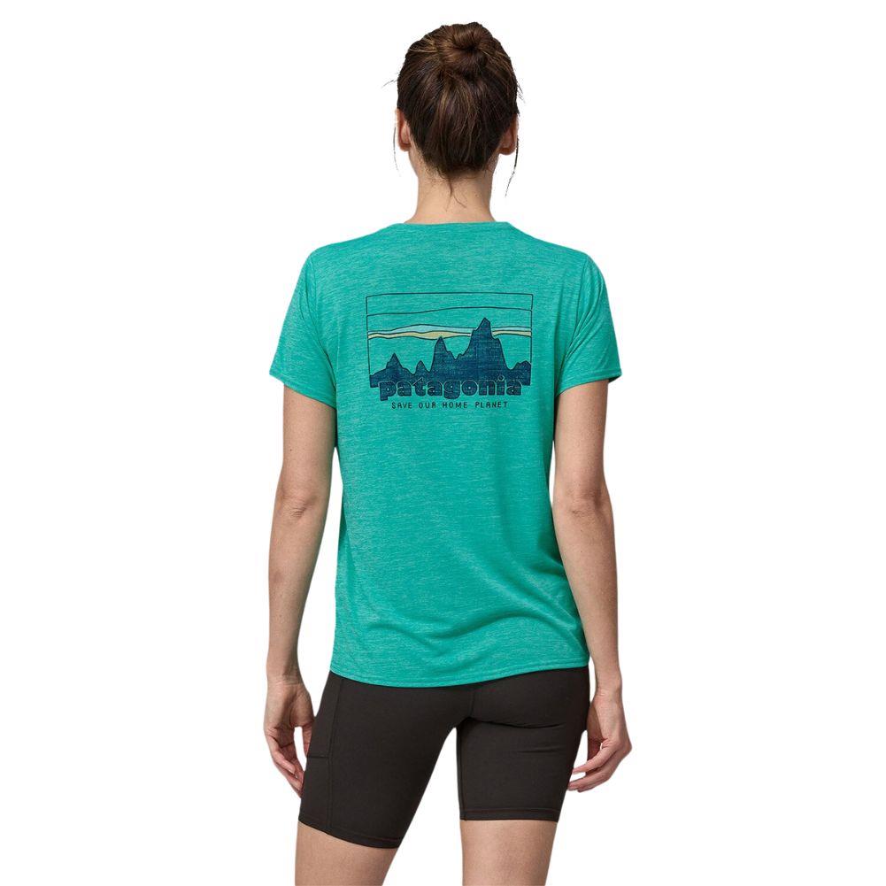 Patagonia Women's Capilene Cool Daily Graphic Shirt(73 Skyline: Subtidal Blue X-Dye) model back