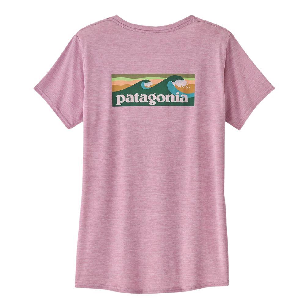 Patagonia Women’s Capilene Cool Daily Graphic Shirt – Waters (Boardshort Logo: Milkweed Mauve X-Dye)