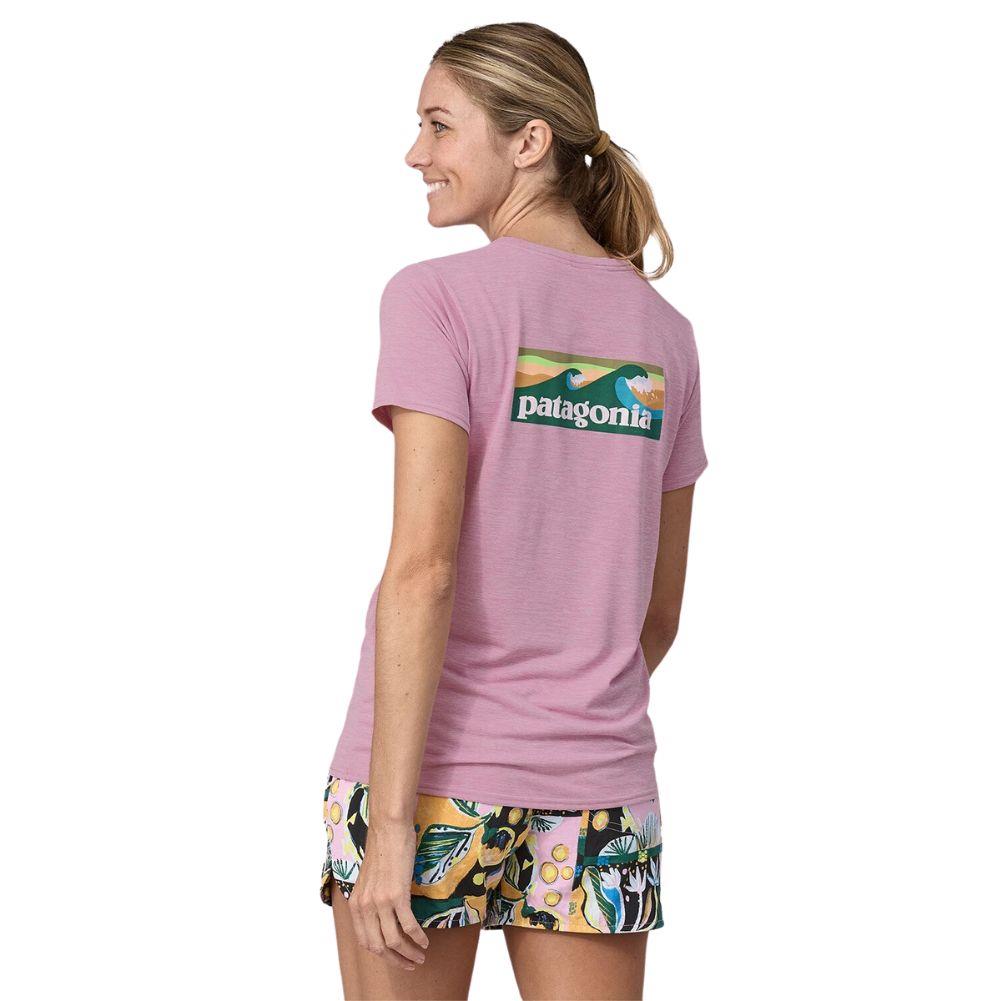 Patagonia Women’s Capilene Cool Daily Graphic Shirt – Waters (Boardshort Logo: Milkweed Mauve X-Dye)