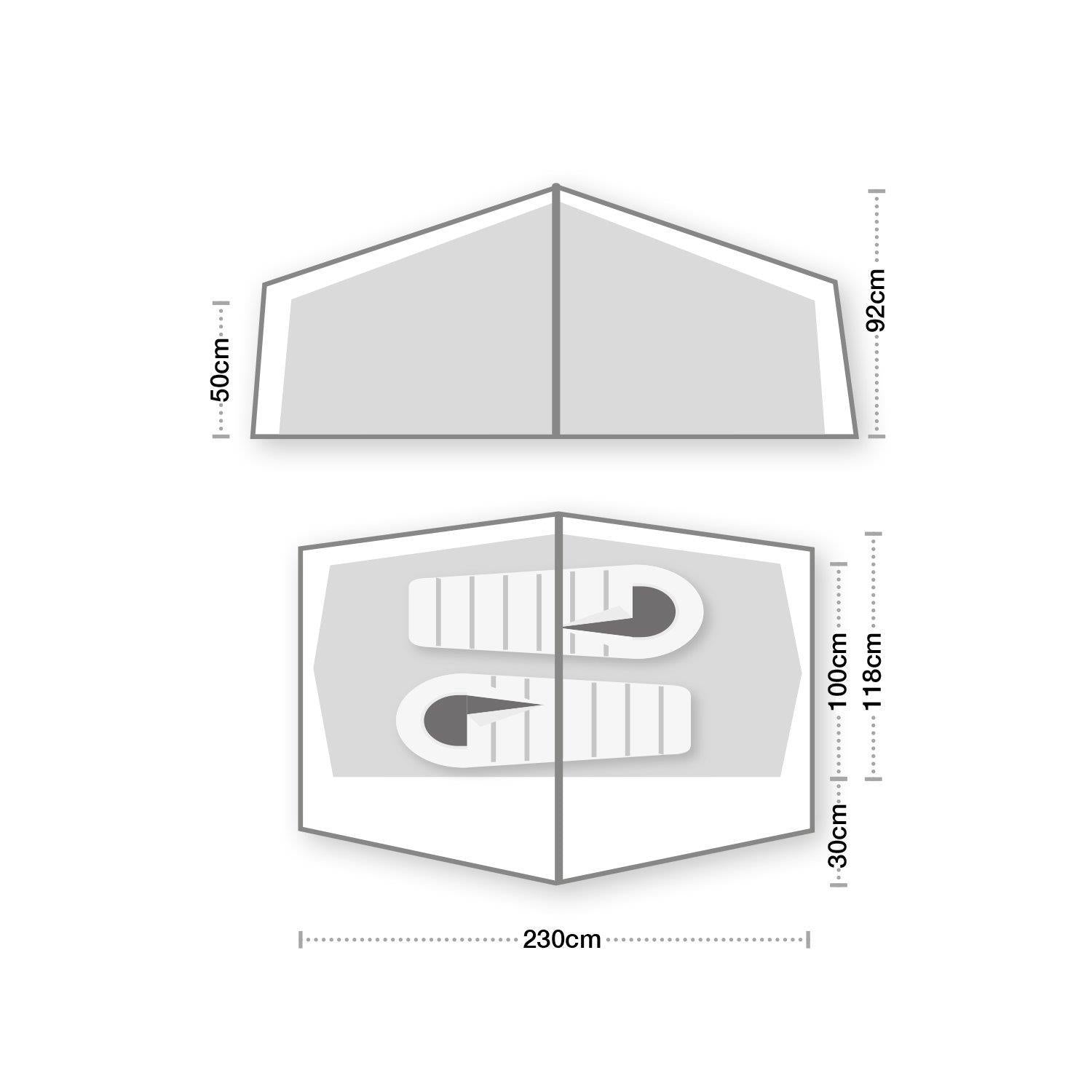 Wild Country Zephyros Compact 2 V3 Tent + Footprint Size
