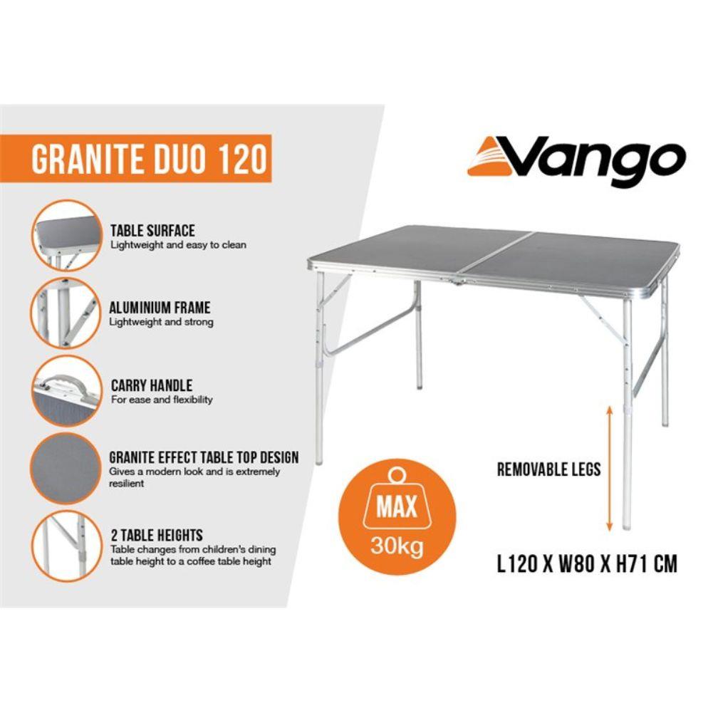 Vango Granite Duo 120cm Camping Table  info