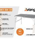 Vango Granite Duo 120cm Camping Table 