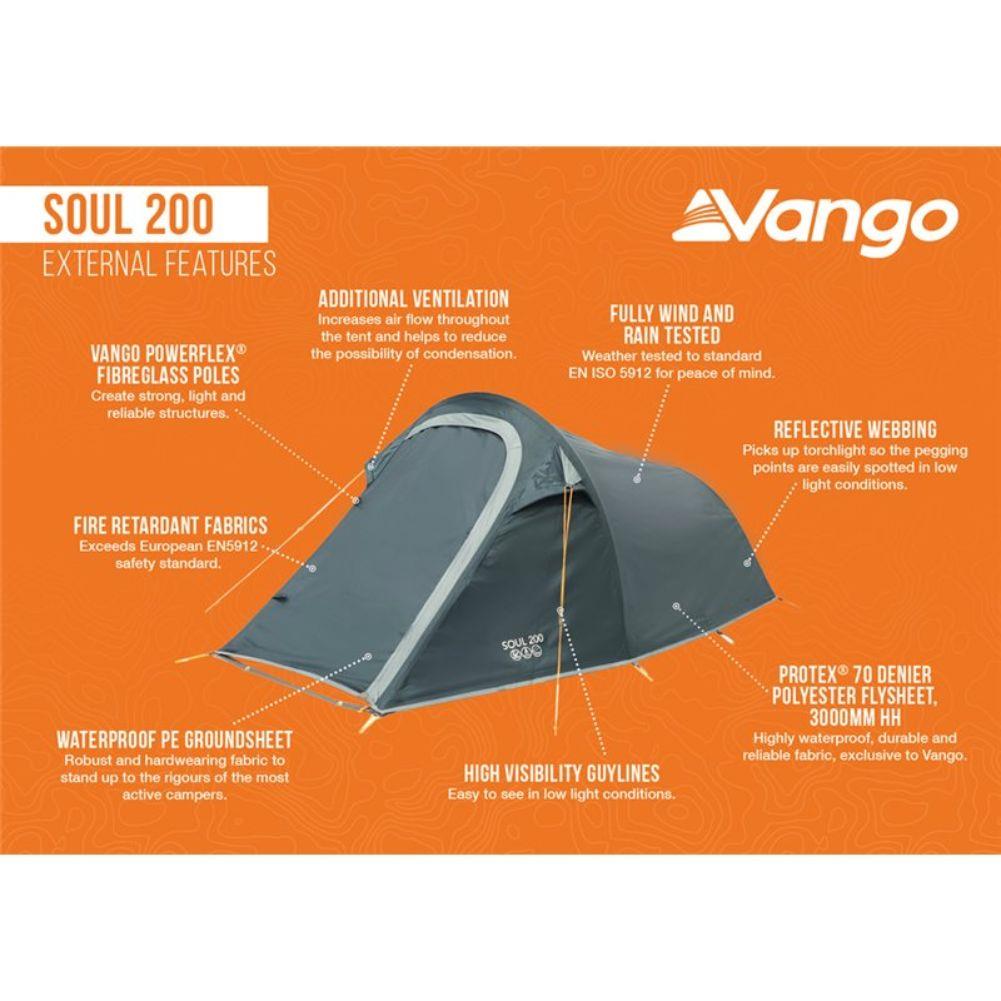 Vango Soul 200 – 2 Man Tent (Deep Blue)