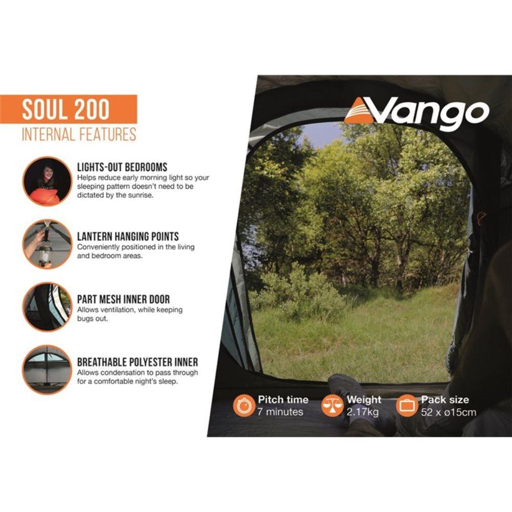Vango Soul 200 – 2 Man Tent (Deep Blue)