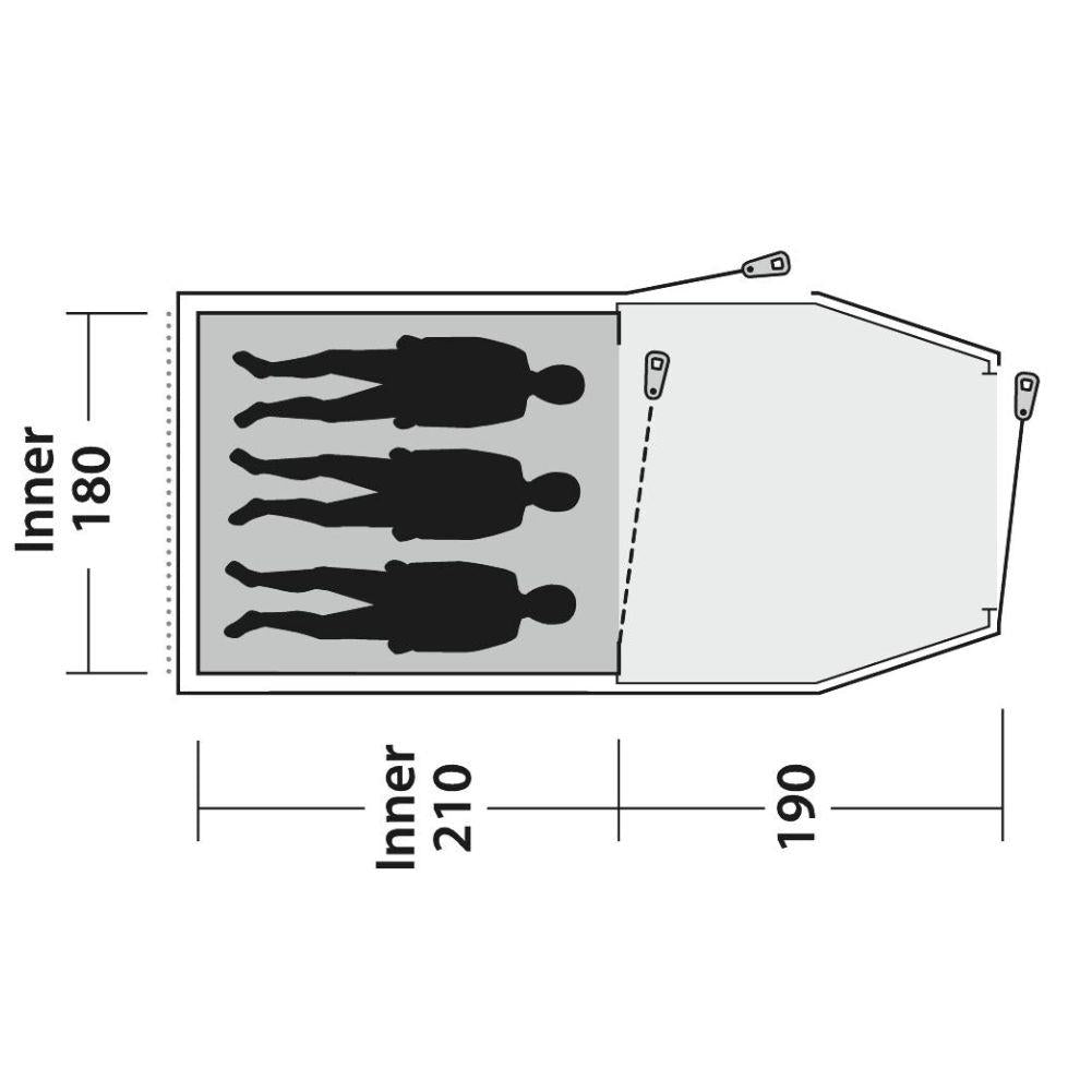 Outwell Tent Earth 3 - 3 Man Tunnel Tent Measurements