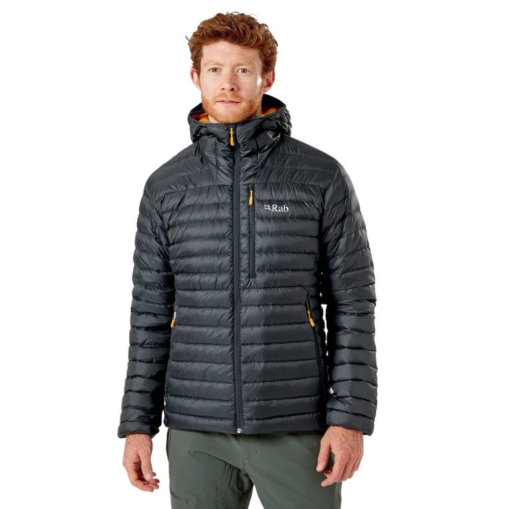 Rab Men's Microlight Alpine Recycled Down Jacket (Beluga) model wearing