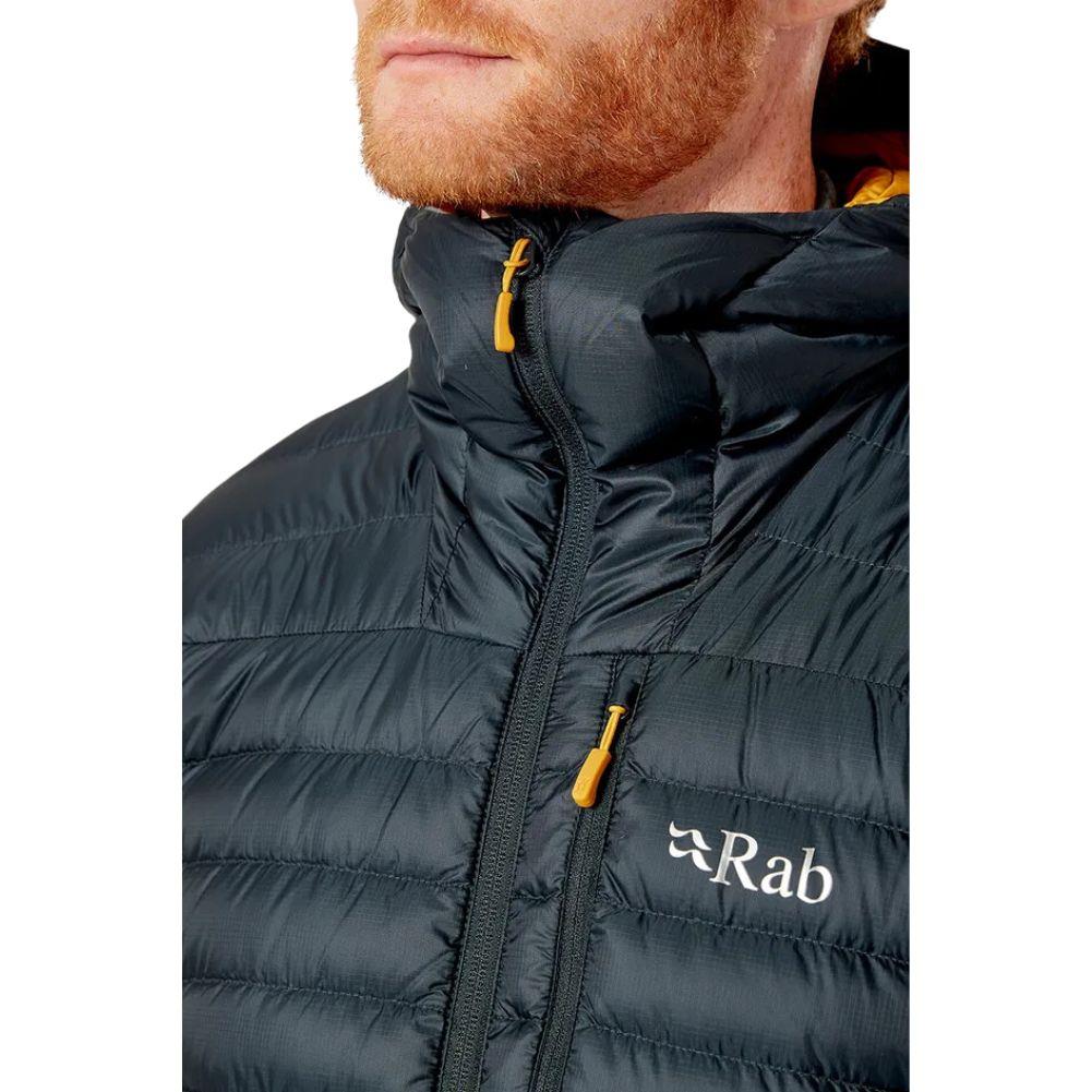 Rab Men's Microlight Alpine Recycled Down Jacket (Beluga) close up zipper