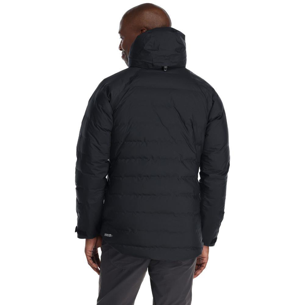 Rab Men&#39;s Valiance Waterproof Down Jacket (Black) back angl