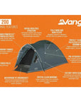 Vango Tay 200 Tent - 2 Man Tent (Deep Blue) - External Features