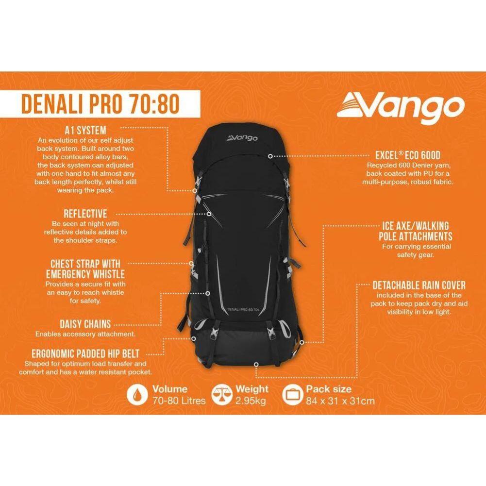 Vango Denali Pro 70-80 Trekking Rucksack info dump