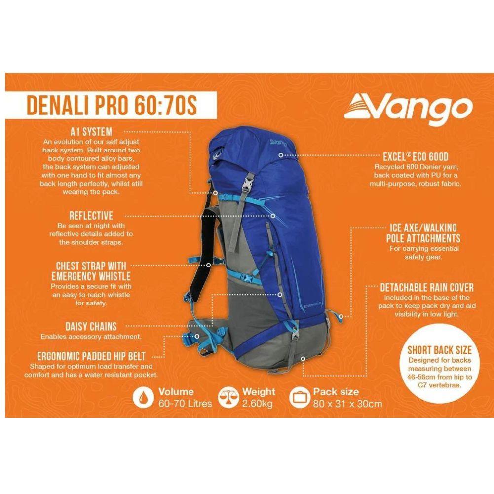 Vango Denali Pro 60:70S Rucksack (Classic Blue) info