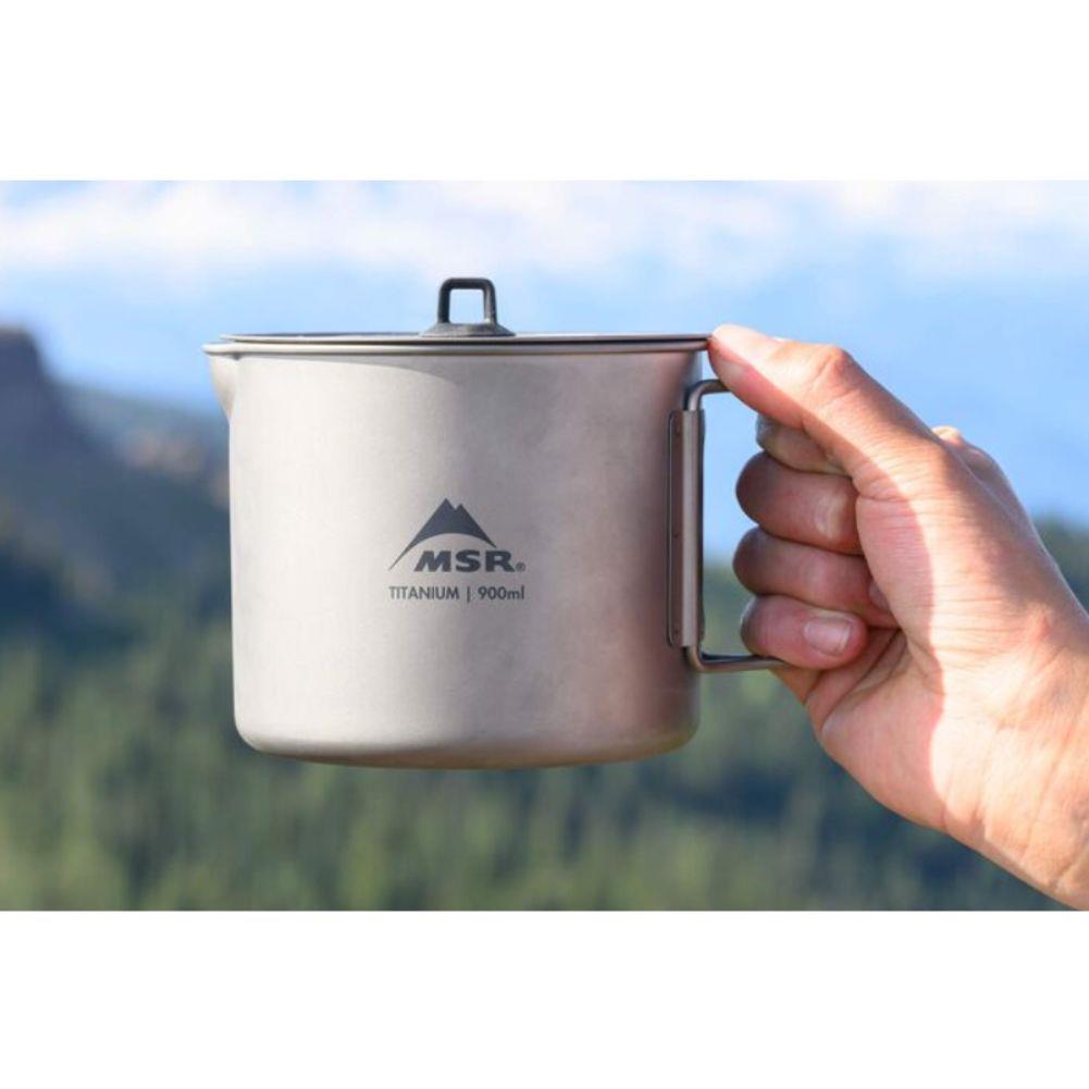 MSR Titan Titanium Kettle 900ML holding it
