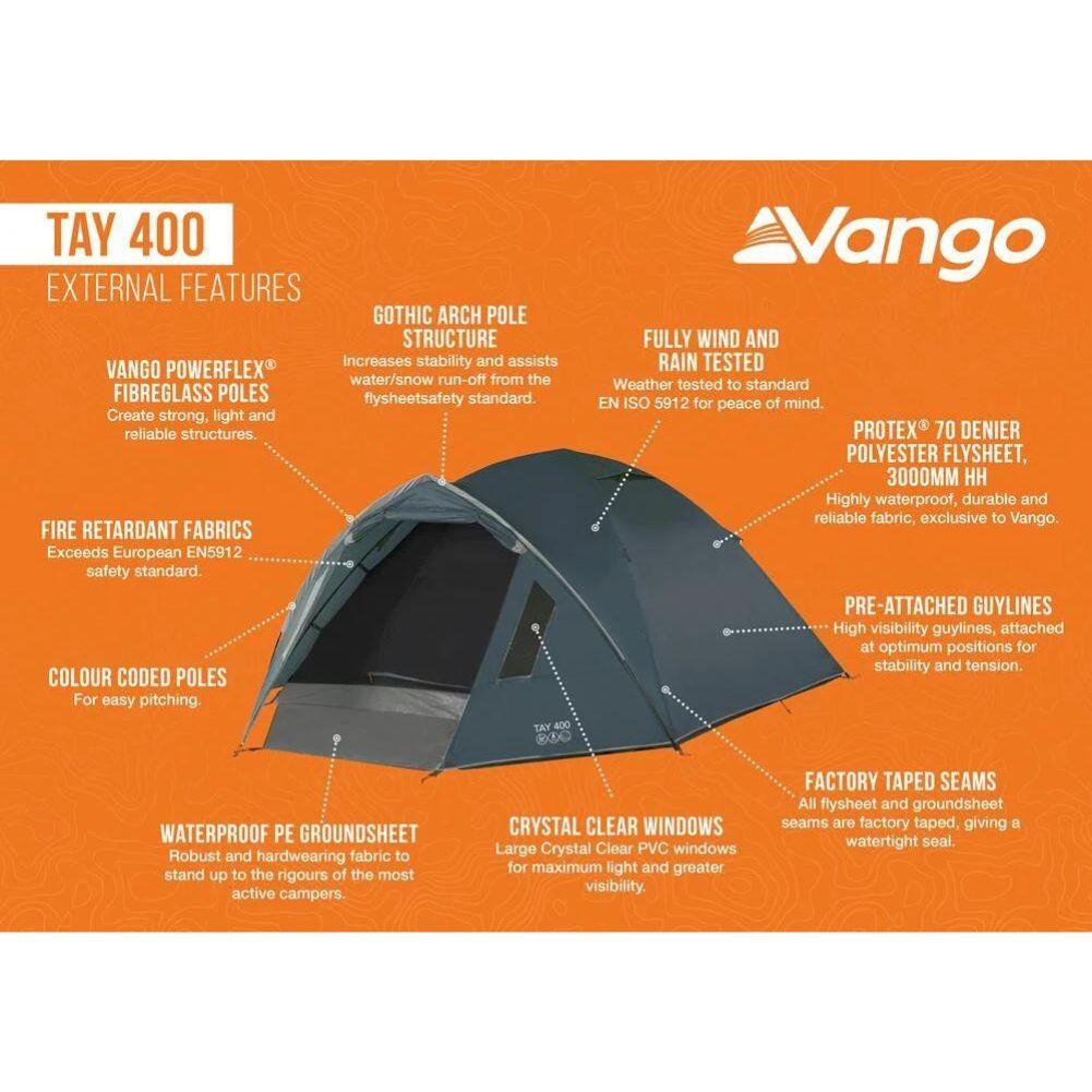 Vango Tay 400 Tent - 4 Man Tent (Deep Blue) - External Features