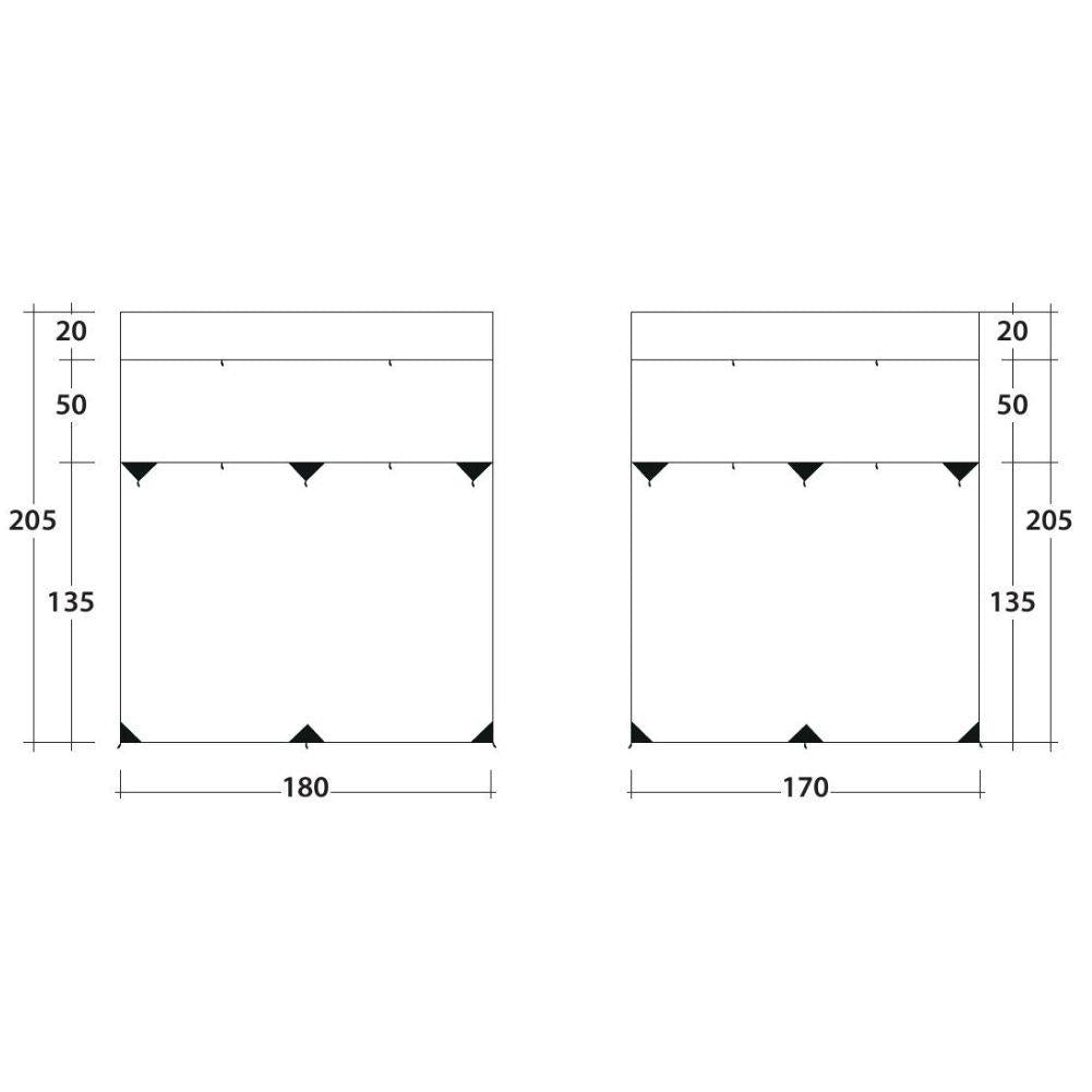 Outwell Fallcrest Side Panel Set Vehicle Awning measurements