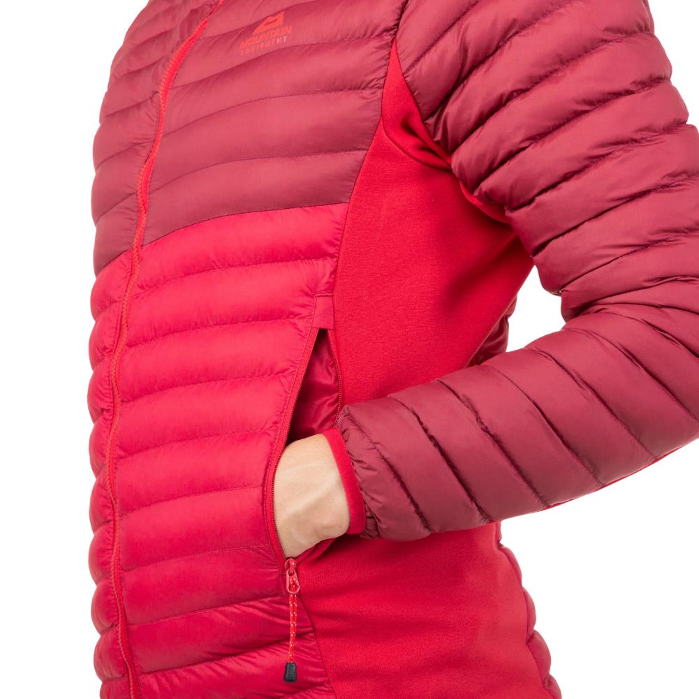 Mountain Equipment Women&#39;s Particle Insulated Jacket (Capsicum/TibetanRed) hand in pocket