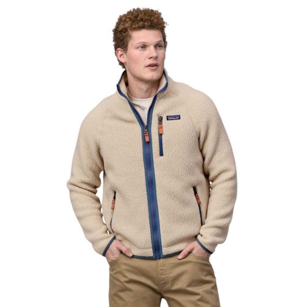 Patagonia Men's Retro Pile Fleece Jacket (Dark Natural w/Utility Blue) - Front