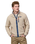 Patagonia Men's Retro Pile Fleece Jacket (Dark Natural w/Utility Blue) - Front