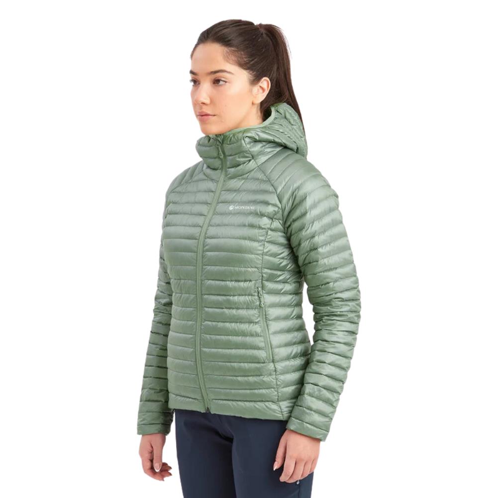 Montane Women's Anti-Freeze Lite Hooded Down Jacket (Pale Sage) angle