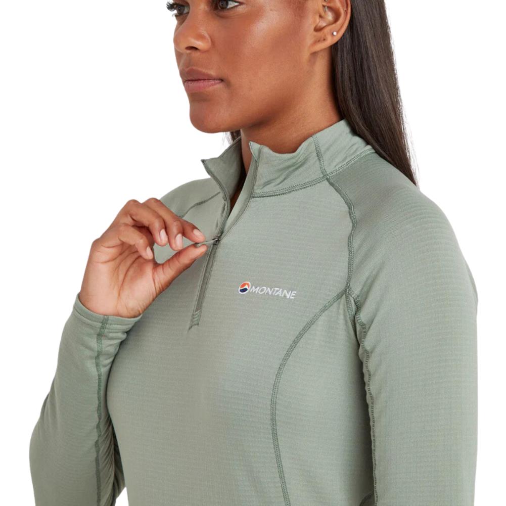 Montane Women&#39;s Allez Micro Pull-On Fleece Jacket (Pale Sage) zipper