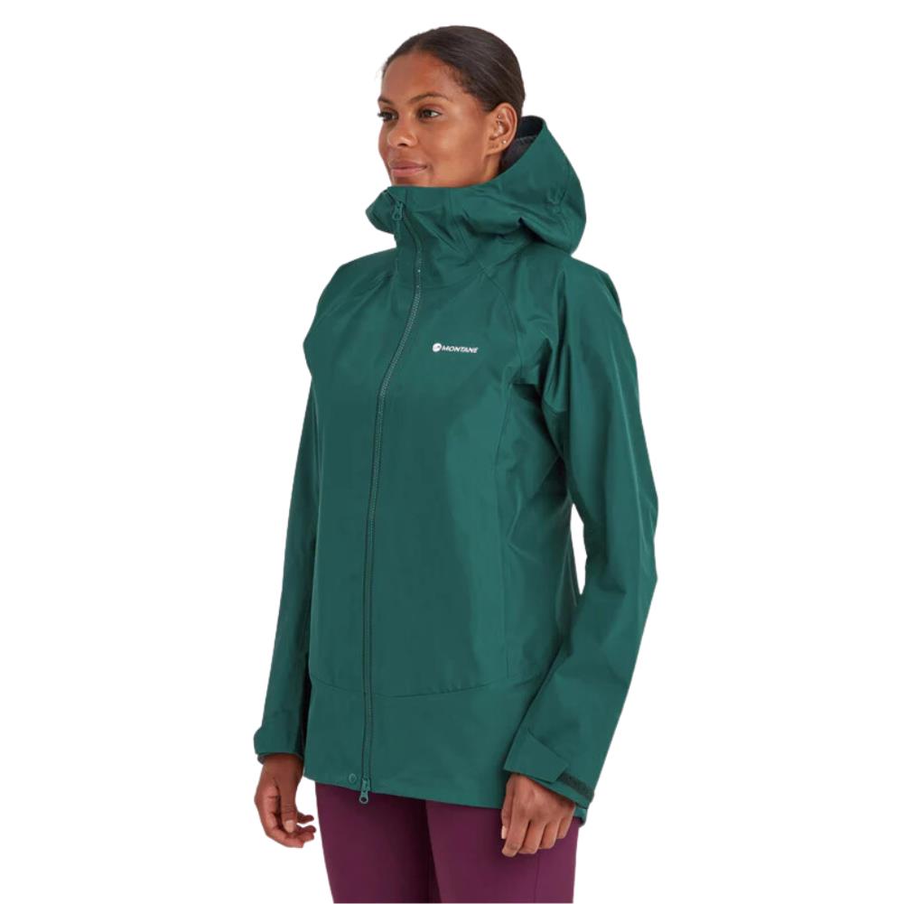 Montane Women&#39;s Phase Waterproof Jacket - 10 (Dark Wakame Green) model angle