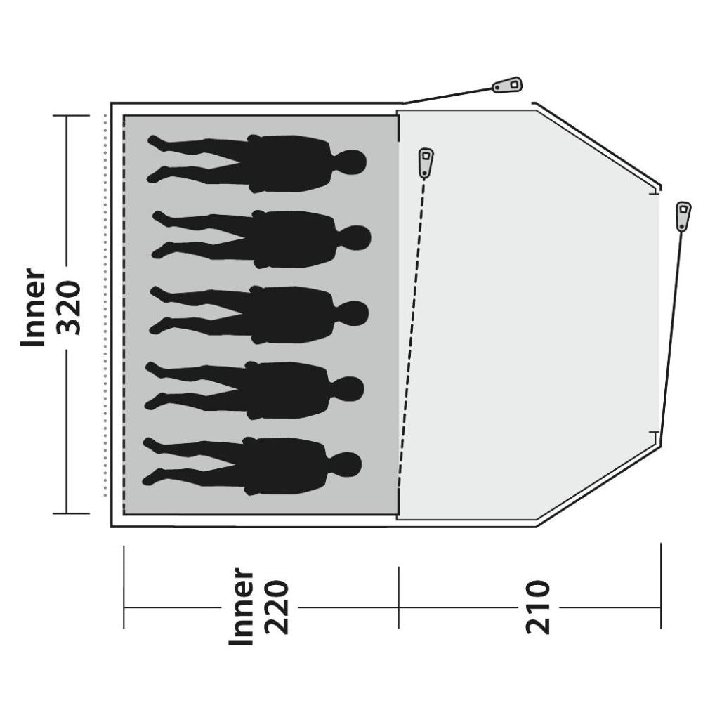 Outwell Earth 5 Tent - 5 Man Tunnel Tent Size 2 