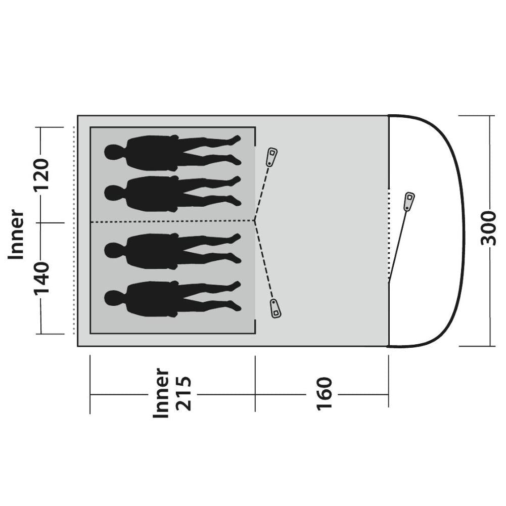 Outwell Sky 4 Tent - 4 Man Tunnel Tent divideder