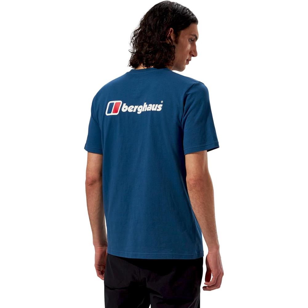 Berghaus Men's Organic Front & Back Logo Tee (Murky Marine) back logo