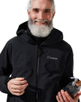 Berghaus Men's Arnaby Hooded Waterproof Jacket (Black) close up of jakcket