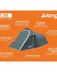 Vango Soul 200 Tent - 2 Man Tent (Deep Blue)