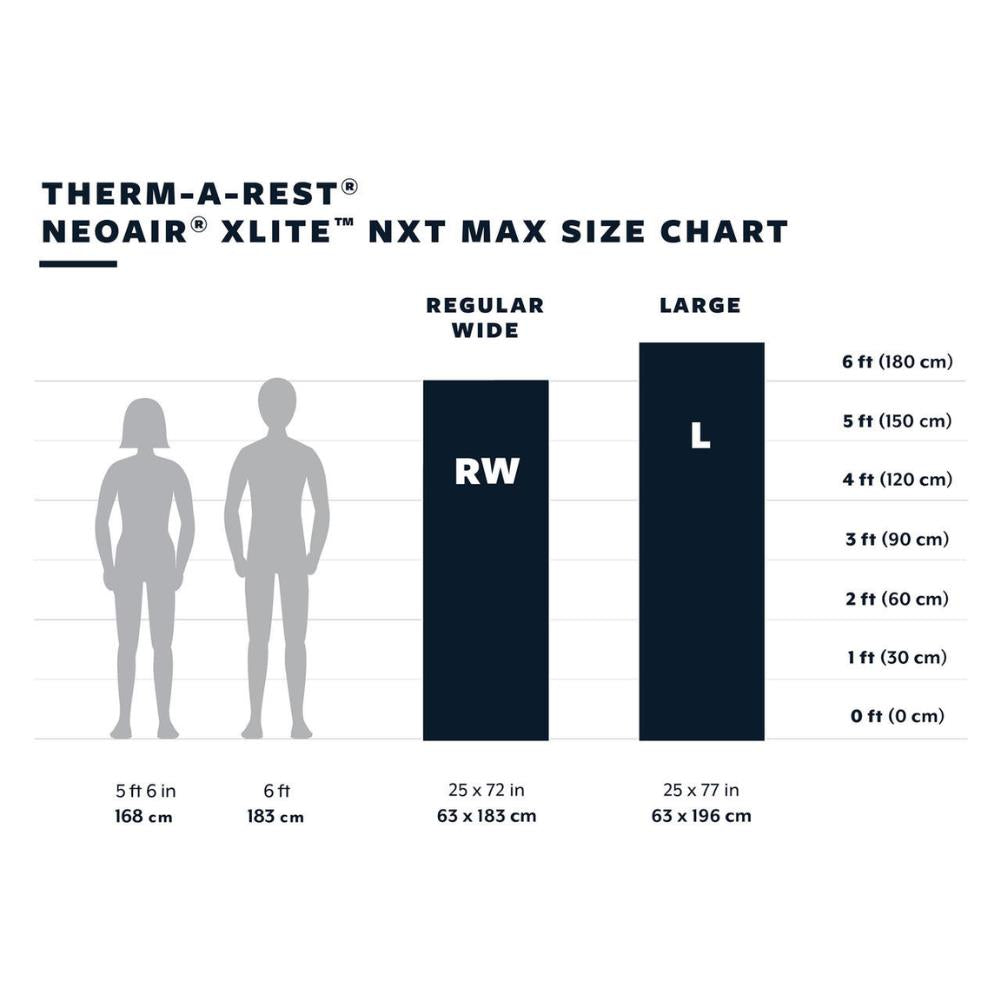 Thermarest NeoAir XLite NXT MAX Sleeping Pad - Large (Solar Flare) measurements