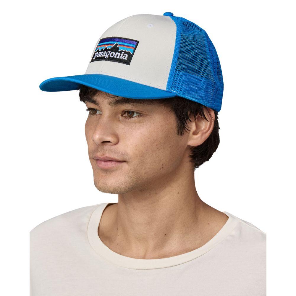 Patagonia P-6 Logo Trucker Hat (White/Vessel Blue) - Front