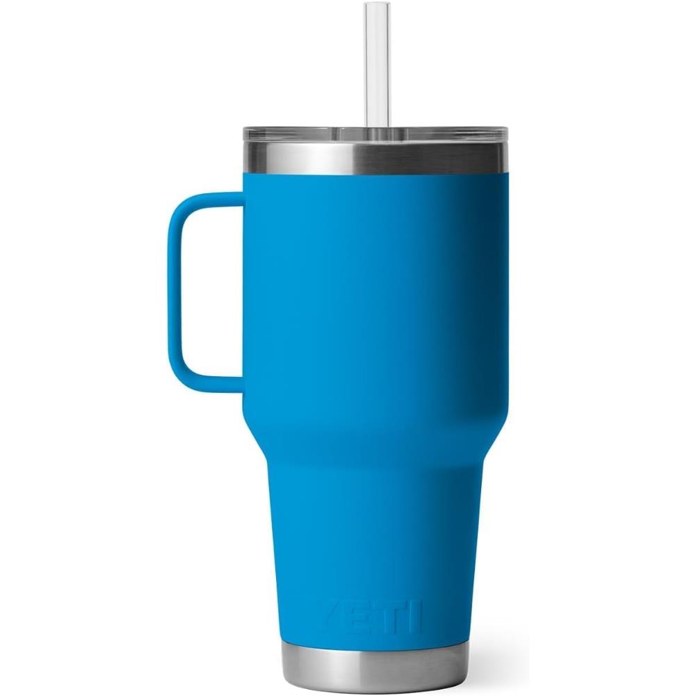 Yeti Rambler 35 OZ (994 ML) Straw Mug (Big Wave Blue) back