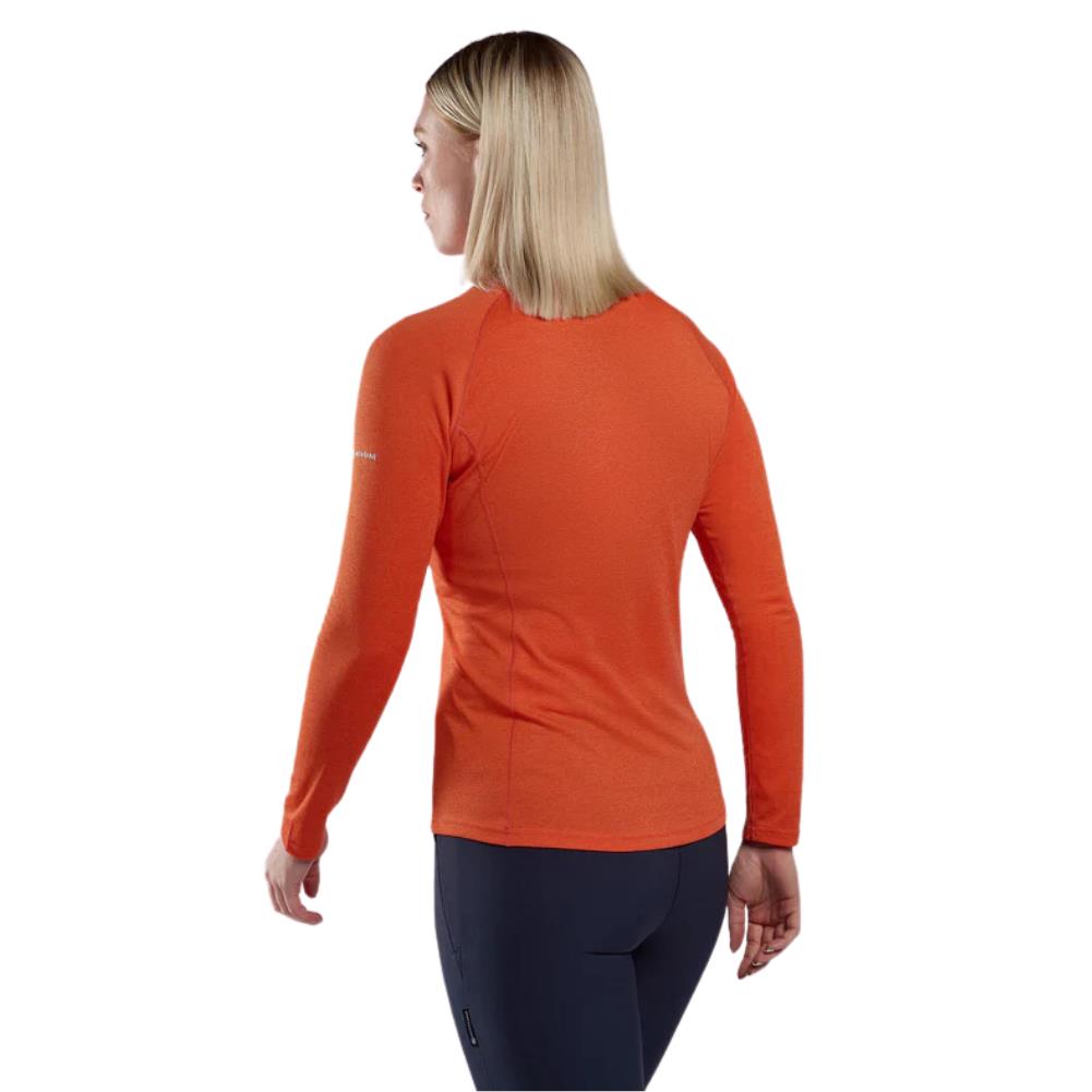 Montane Women&#39;s Dart Long Sleeve T-Shirt (Tigerlily) walking away