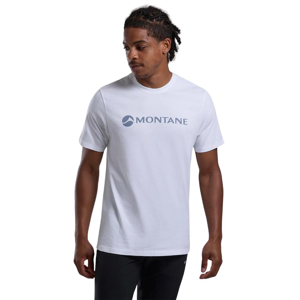Montane Men's Mono Logo T-Shirt (White) model looking away
