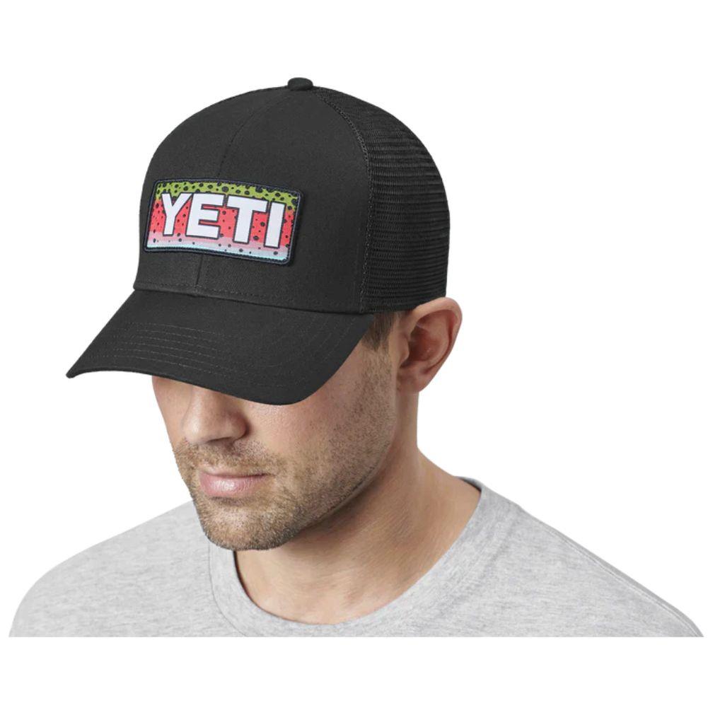 Yeti Rainbow Trout Logo Badge Trucker Hat (Black) model 